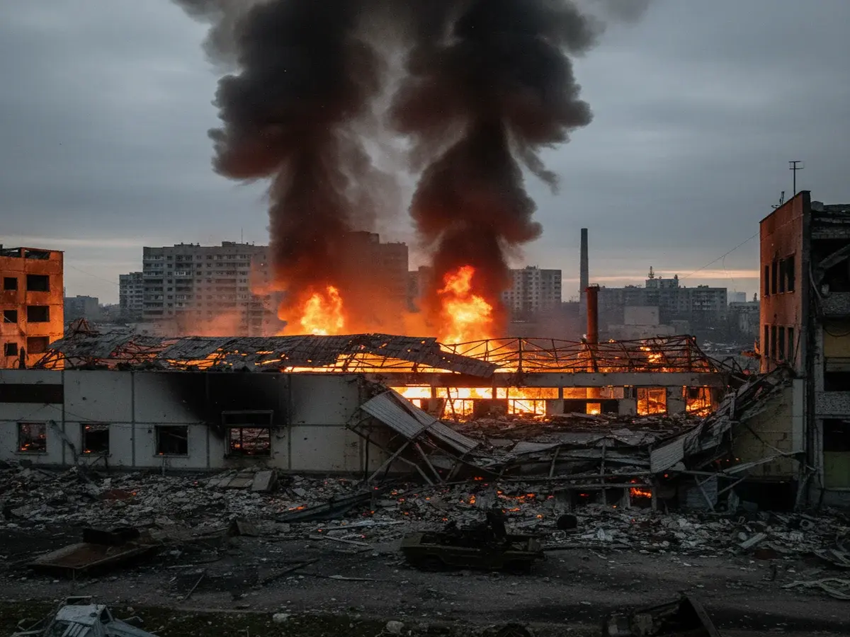 В Донецьку спалахнула масштабна пожежа внаслідок ракетного обстрілу