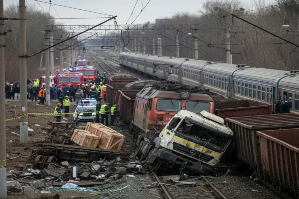 В Харківській області поїзд вчинив зіткнення з вантажівкою, що призвело до затримки рейсів
