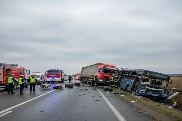 На Вінниччині сталася аварія: вантажівка в’їхала в автобус з людьми на борту