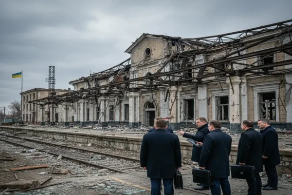 Європейські дипломати відвідали зруйнований внаслідок атаки РФ вокзал у Фастові