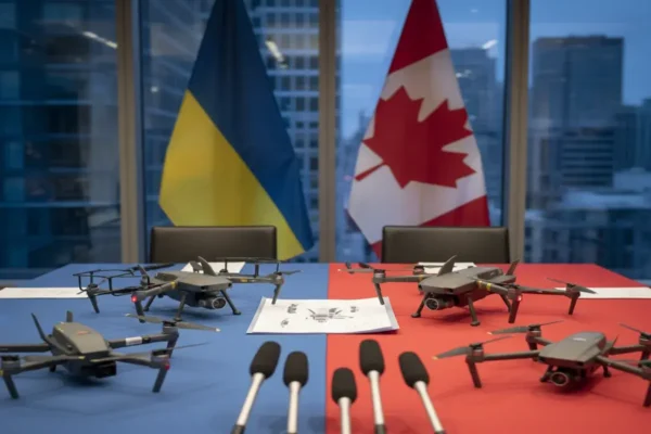 Ось декілька варіантів перефразованого заголовку, що відповідають вашим вимогам:
* **Українсько-канадський дрон-прорив: армія отримає потужну підтримку з повітря**
* **Новий етап військової співпраці: Україна та Канада об’єднують зусилля для виробництва дронів**
* **Дрони для ЗСУ: Україна та Канада налагоджують спільне виробництво безпілотників**
* **Повітряна міць зростає: Україна і Канада запускають виробництво дронів для фронту**
* **ЗСУ отримають більше “очей” у небі: Україна та Канада починають спільний дрон-проект**