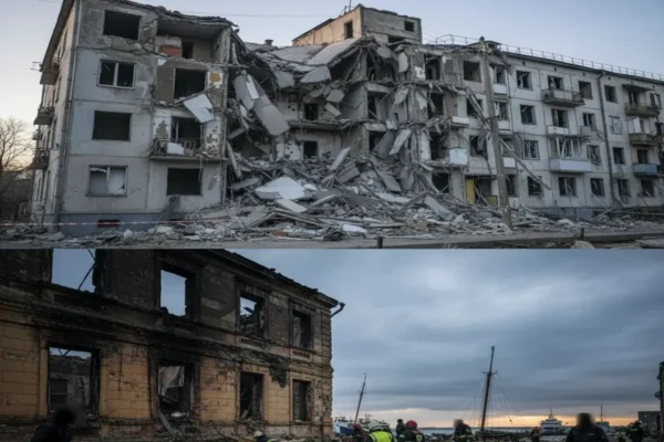 **Варіанти перефразованого заголовка:**
* Удари по Харкову й Одесі: руйнування та перші дані про постраждалих
* Харків та Одеса під обстрілом: наслідки атак з’ясовуються
* Тривожна ніч для Харкова та Одеси: що відомо про вибухи
* Ракети атакували Харків і Одесу: влада оцінює масштаб руйнувань
* Вибухи в Харкові й Одесі: екстрені служби працюють на місцях ураження